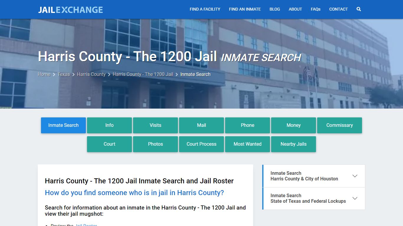 Harris County - The 1200 Jail Inmate Search - Jail Exchange